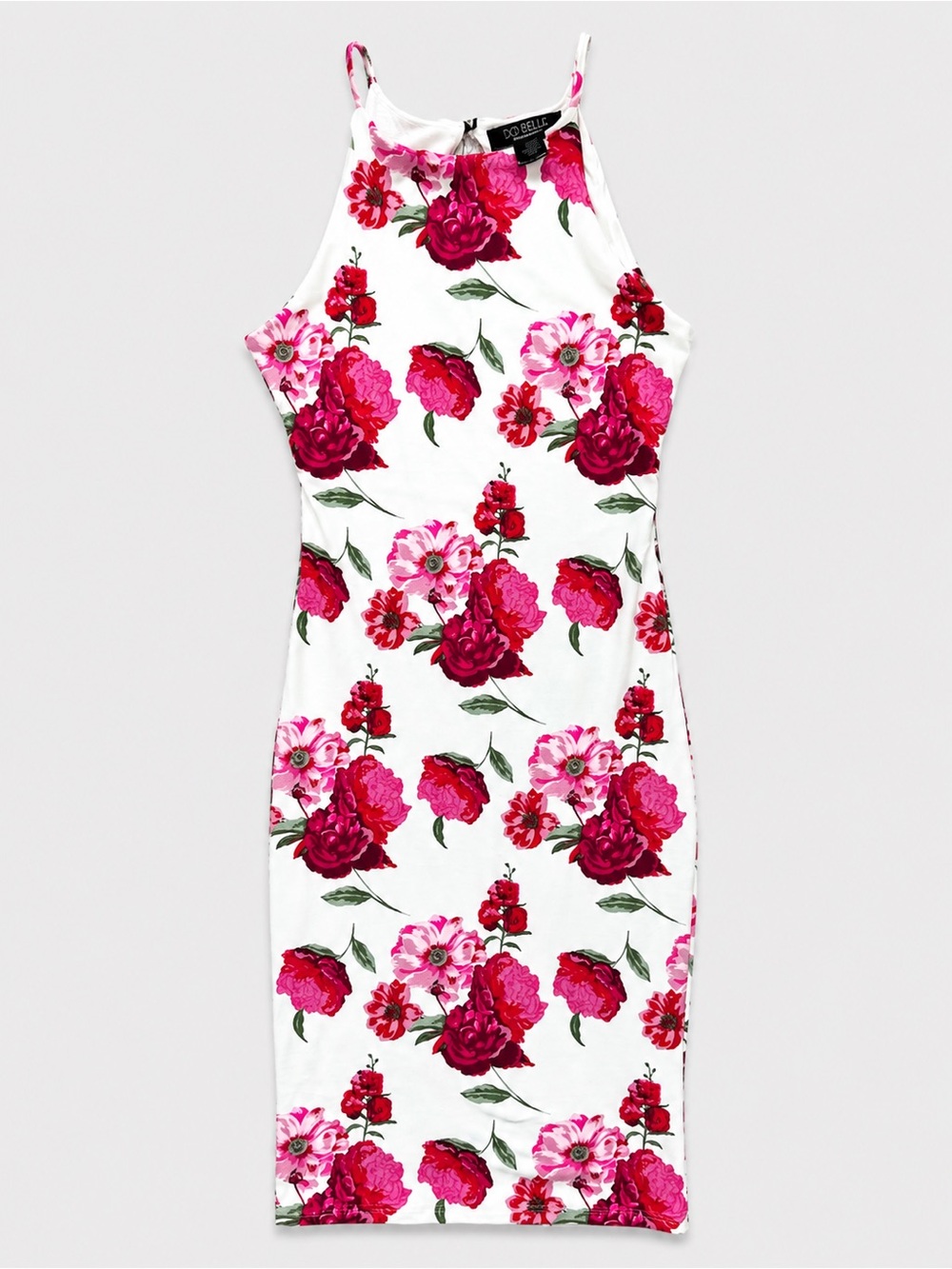 Joe & Elle Floral Midi Dress Small Pink Red Rose Print Sleeveless Spring Summer